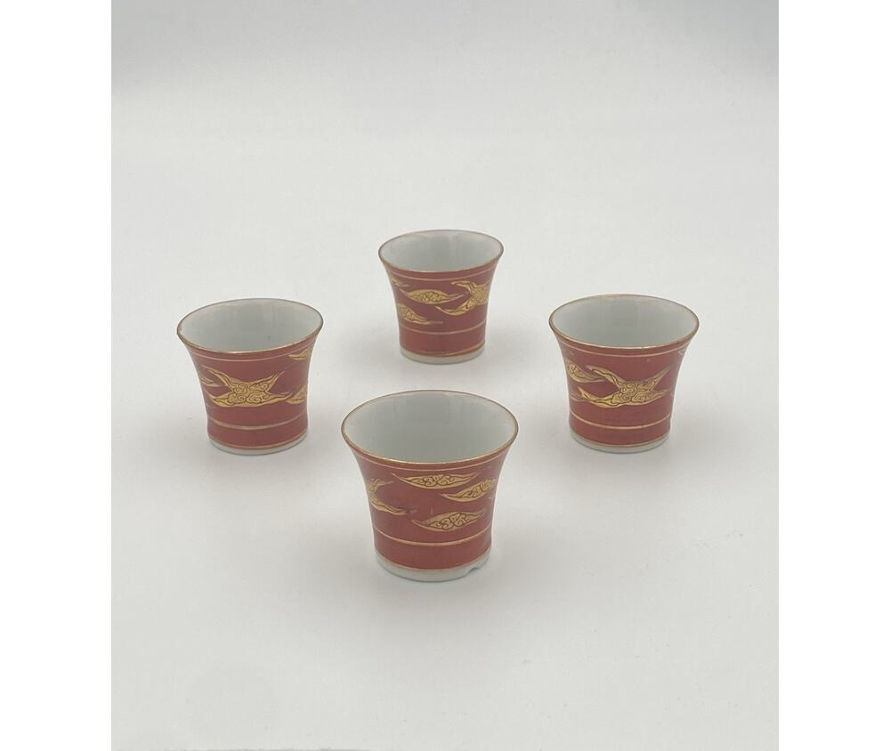 Vintage Japanese Sake Tea Cups Set Of 4 With Hidden Geisha Faces